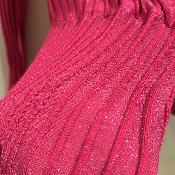 NWT Flying Tomato pink ribbed wrap dress with metallic shimmers Large - Picture 4 of 6